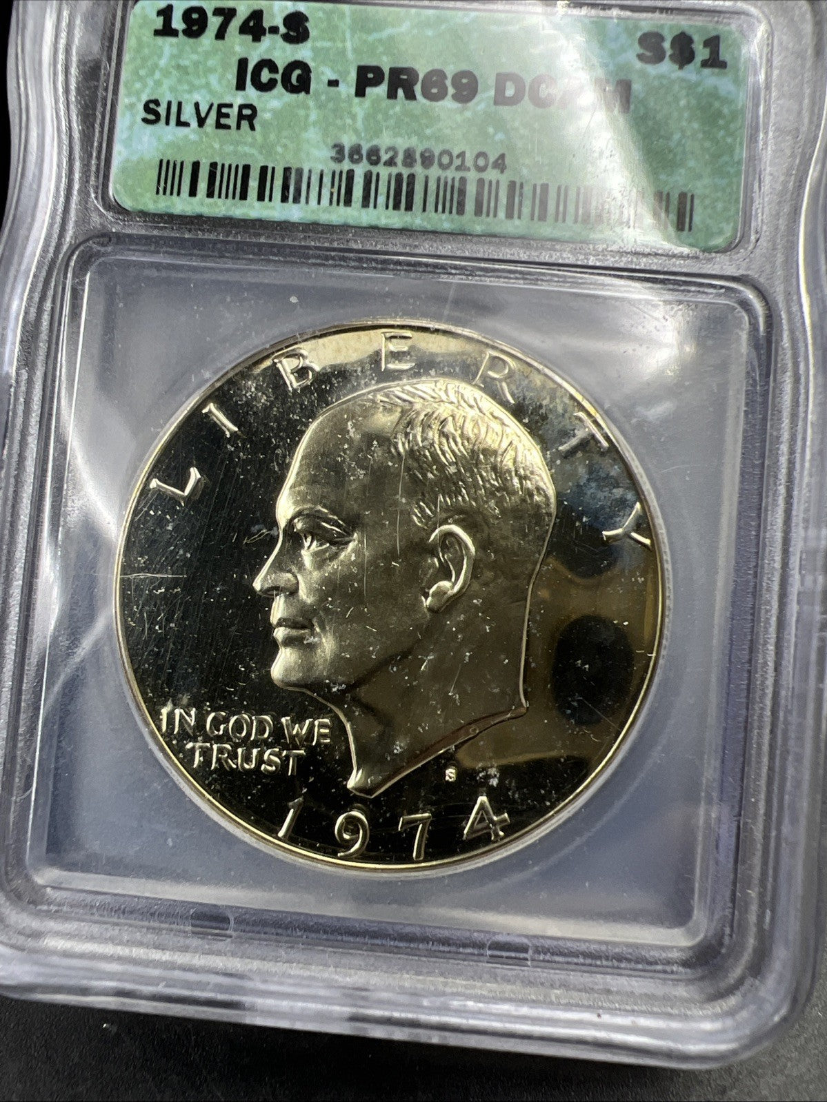 1974 S $1 Ike Eisenhower 40% Proof Silver Dollar Coin PR69 DCAM ICG Certified #4