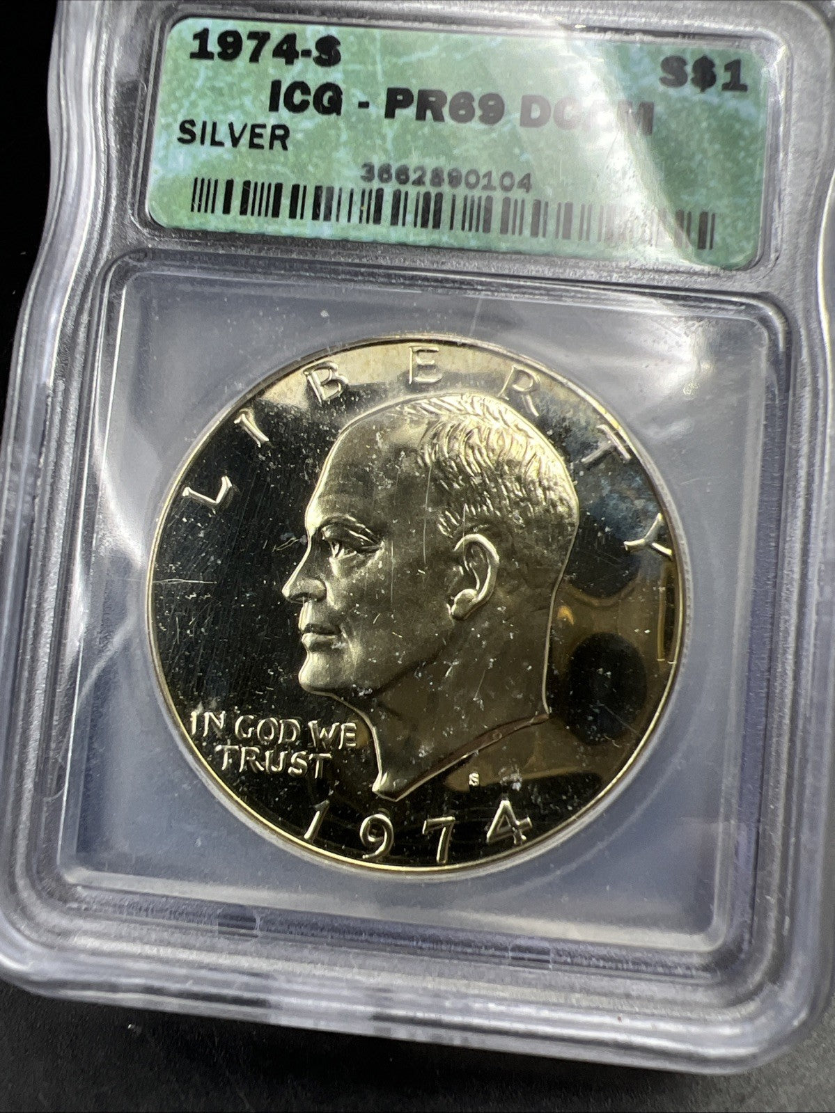 1974 S $1 Ike Eisenhower 40% Proof Silver Dollar Coin PR69 DCAM ICG Certified #4