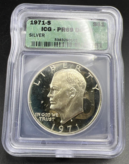 1971 S $1 Ike Eisenhower 40% Proof Silver Dollar Coin PR69 DCAM ICG Certified #2