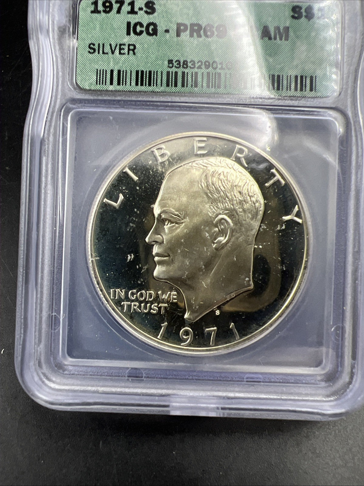 1971 S $1 Ike Eisenhower 40% Proof Silver Dollar Coin PR69 DCAM ICG Certified #2