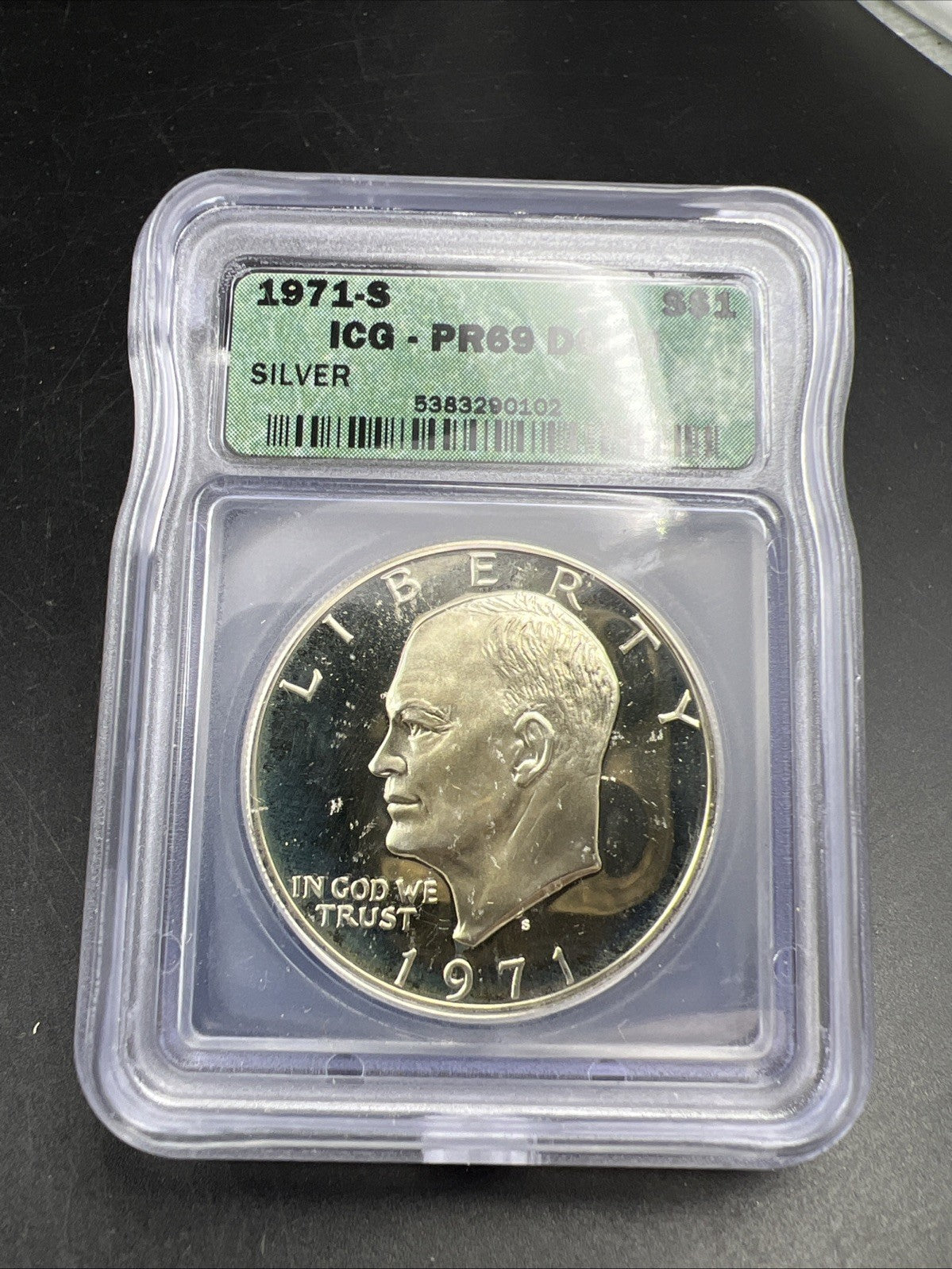 1971 S $1 Ike Eisenhower 40% Proof Silver Dollar Coin PR69 DCAM ICG Certified #2