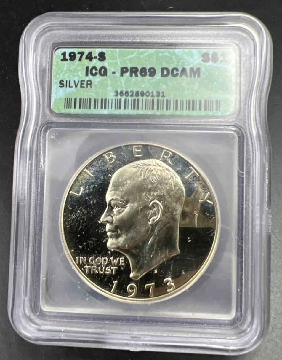 1974 S $1 Ike Eisenhower 40% Proof Silver Dollar Coin PR69 DCAM ICG #131