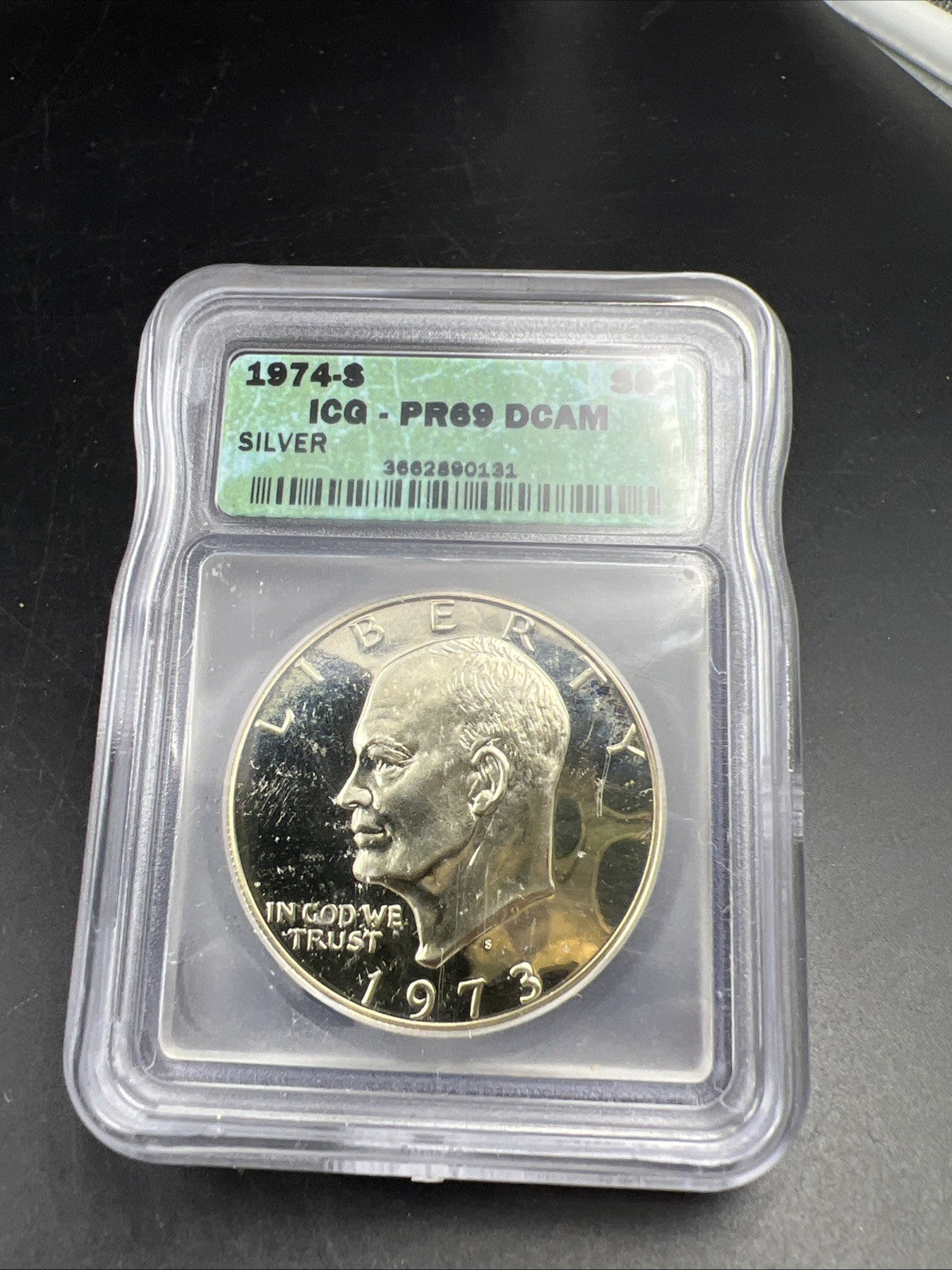 1974 S $1 Ike Eisenhower 40% Proof Silver Dollar Coin PR69 DCAM ICG #131