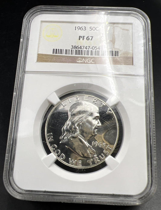 1963 50c Franklin Silver Half Dollar Coin PF67 Gem Proof NGC Used Case #054
