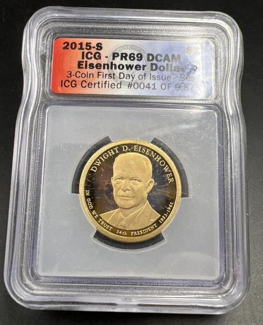 2015 S $1 Ike Dwight D Eisenhower Presidential Dollar Coin ICG PR69 DCAM Proof