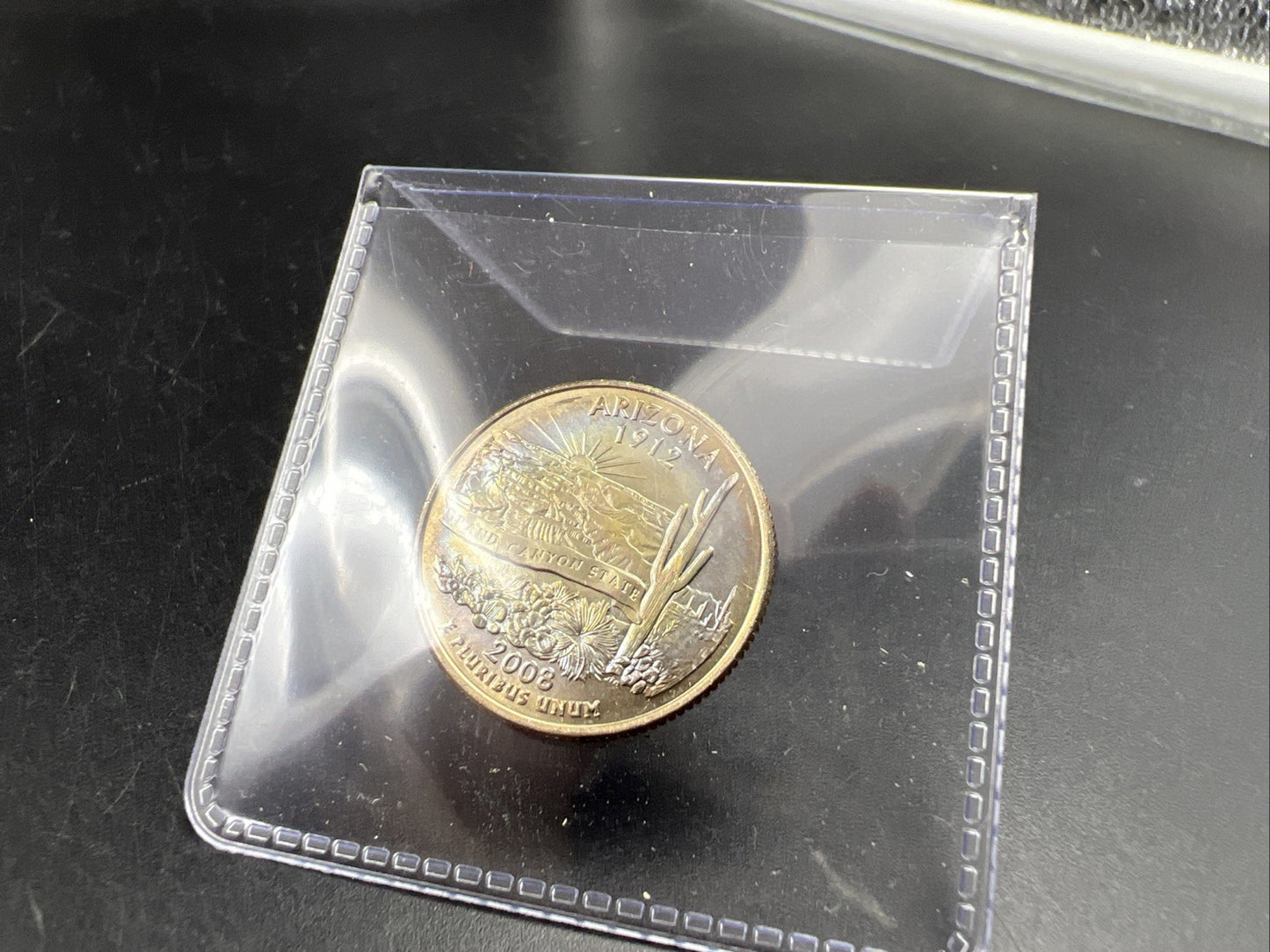 2008 D Arizona State Statehood Quarter Coin GEM BU PQ Obverse Toning Toner