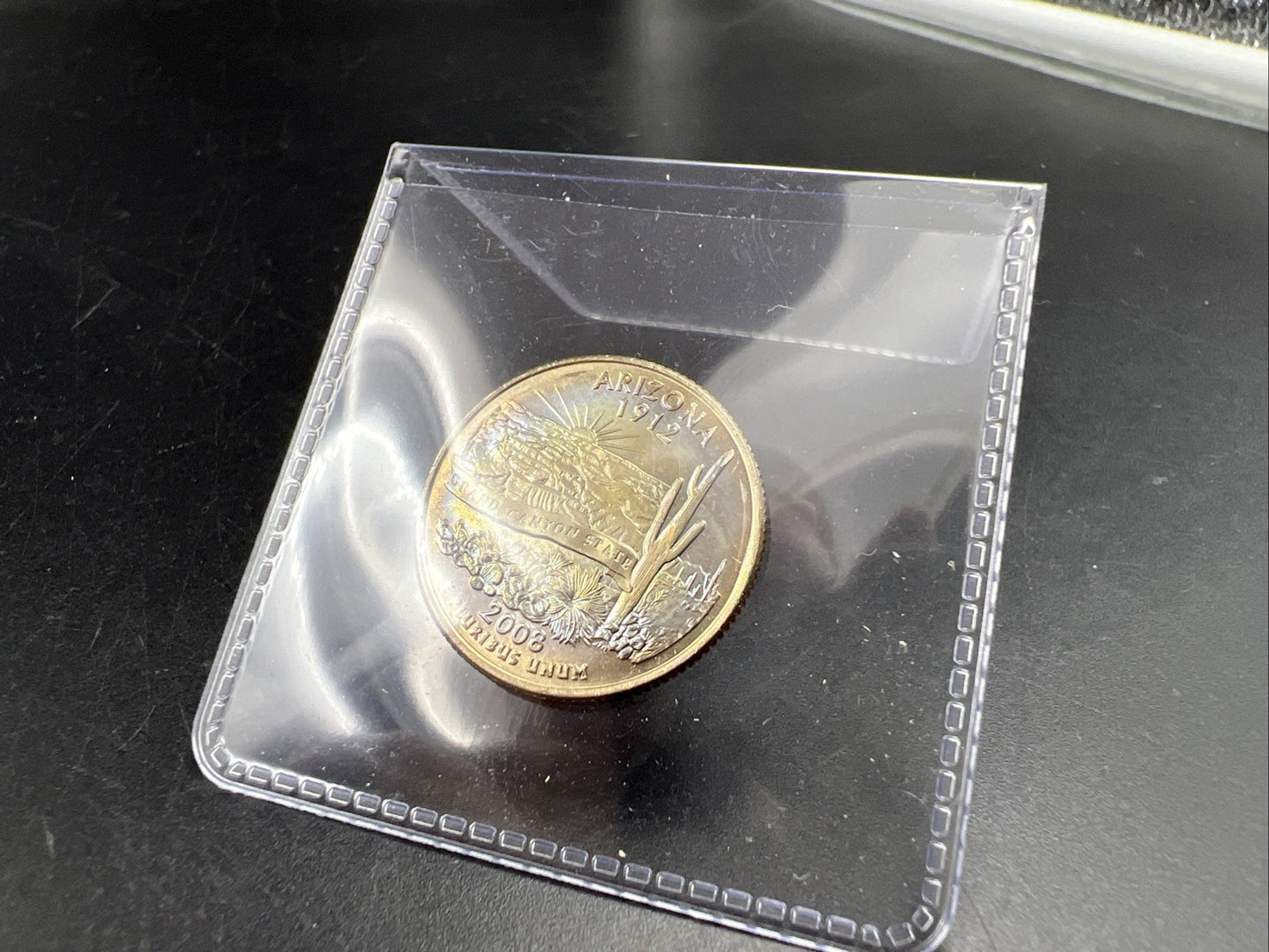 2008 D Arizona State Statehood Quarter Coin GEM BU PQ Obverse Toning Toner