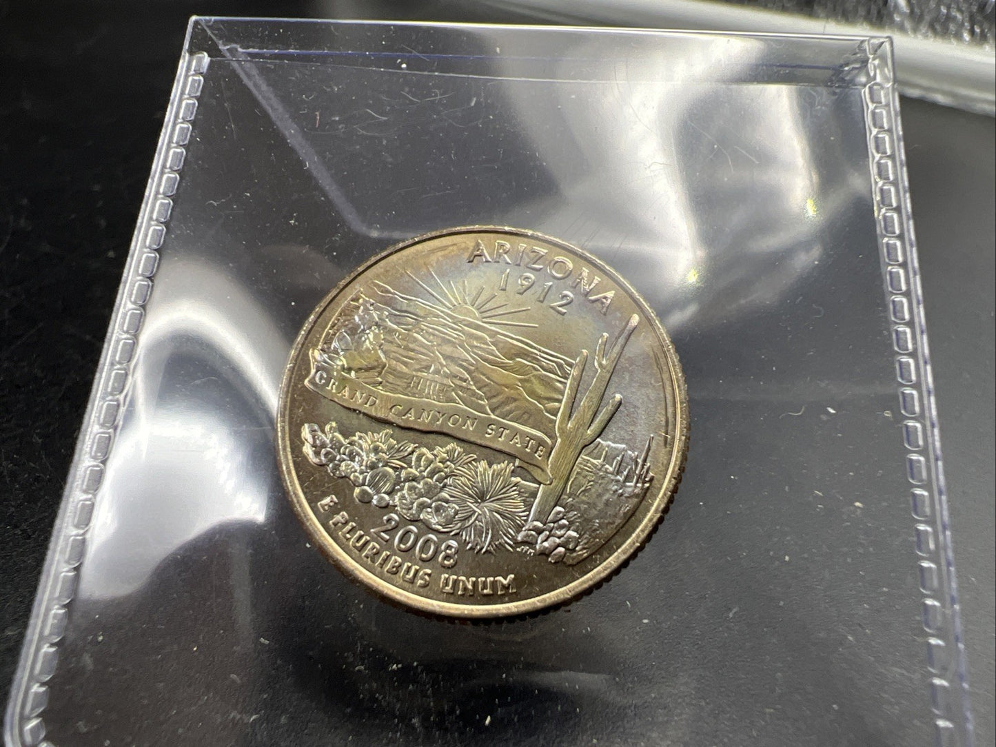 2008 D Arizona State Statehood Quarter Coin GEM BU PQ Obverse Toning Toner
