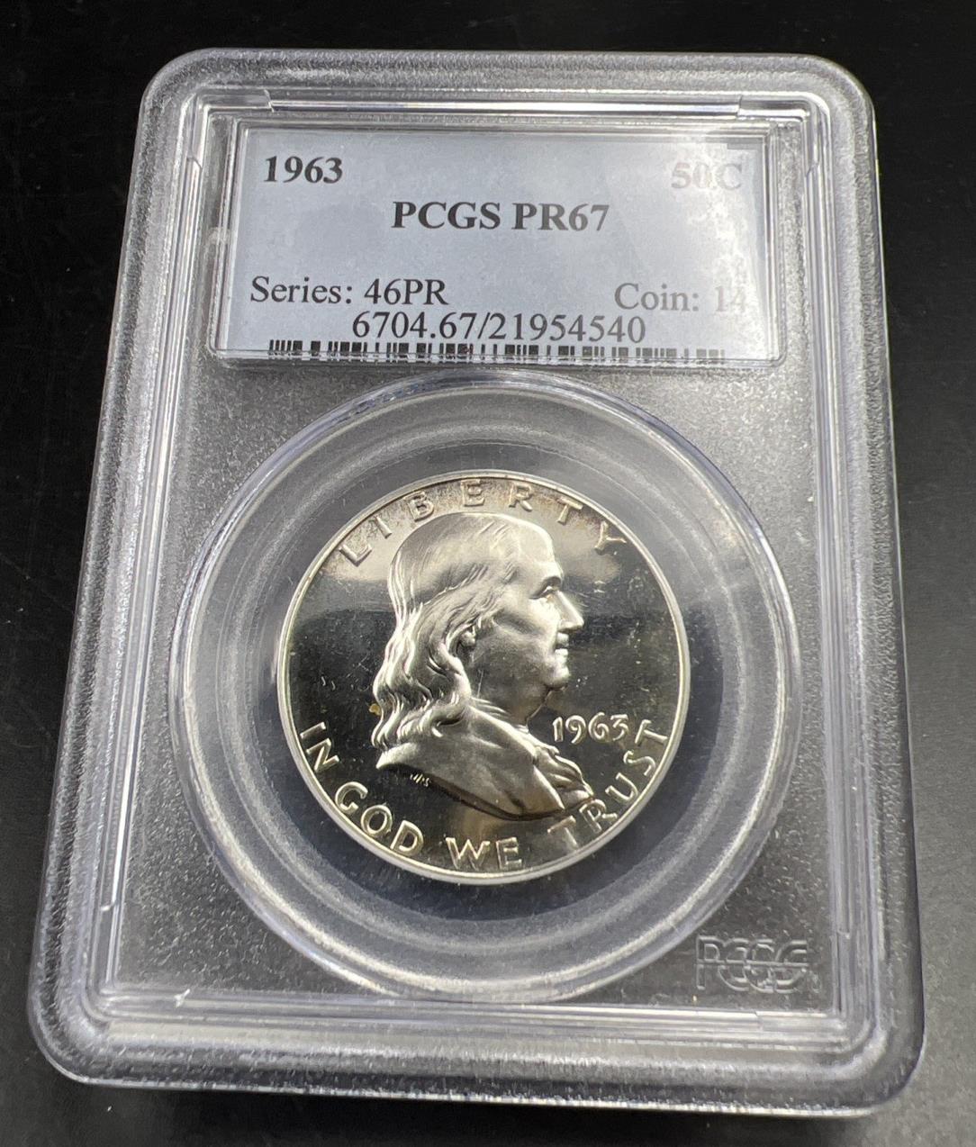 1963 P 50c Franklin Silver Half Dollar Coin PCGS PR67 Gem Proof Certified #40