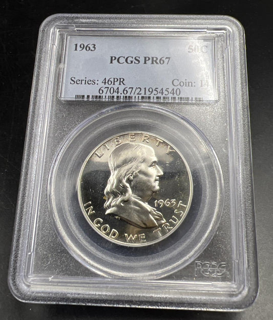 1963 P 50c Franklin Silver Half Dollar Coin PCGS PR67 Gem Proof Certified #40