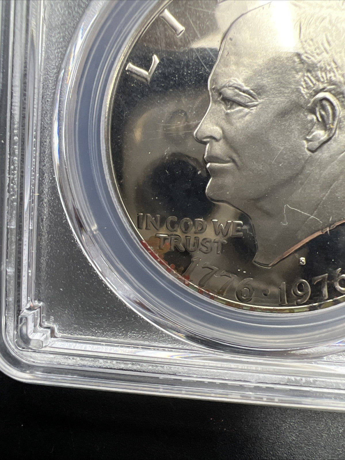 1976 S Proof Clad Type 2 Ike Eisenhower Dollar Coin PR69 DCAM Toned Spot #23