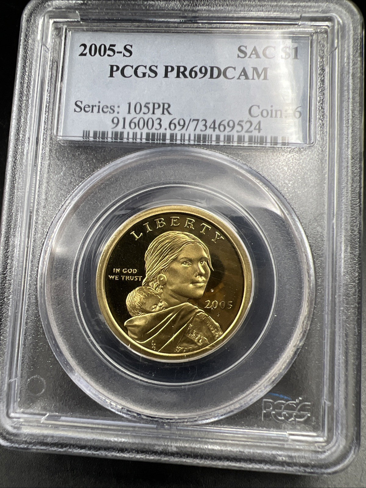 2005 S $1 Sacagawea Native Dollar Coin PCGS PR69 DCAM Gem Proof Certified #524