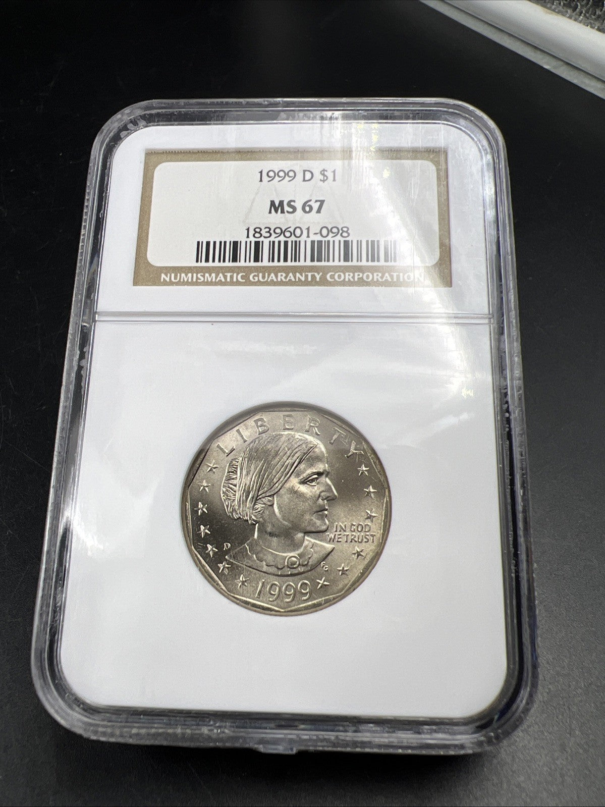 1999 D SBA $1 Susan B Anthony Small Size Dollar Coin NGC MS67 GEM BU #098