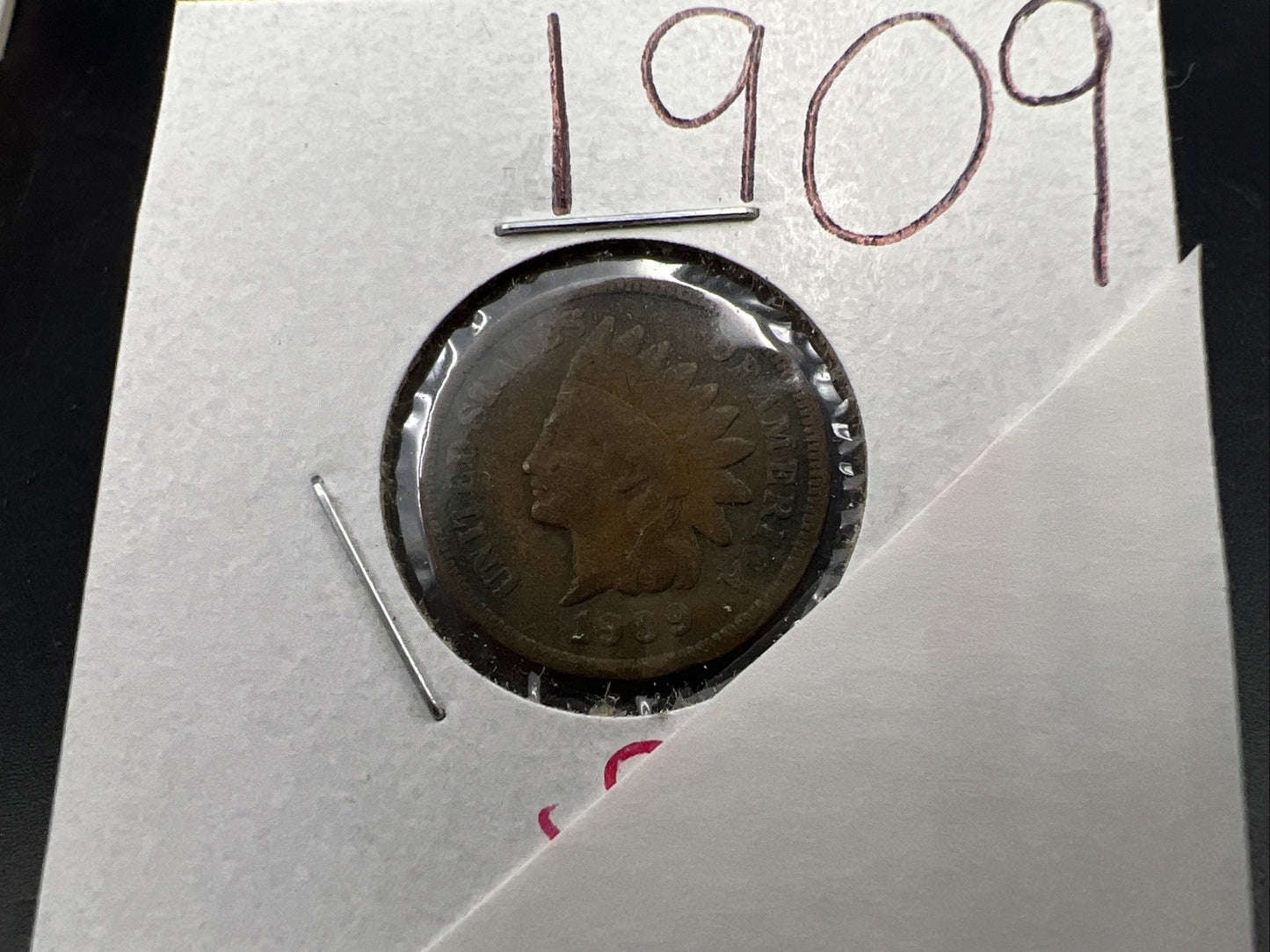 1909 1c Indian Head Cent Coin VG Details Circ SKU#B