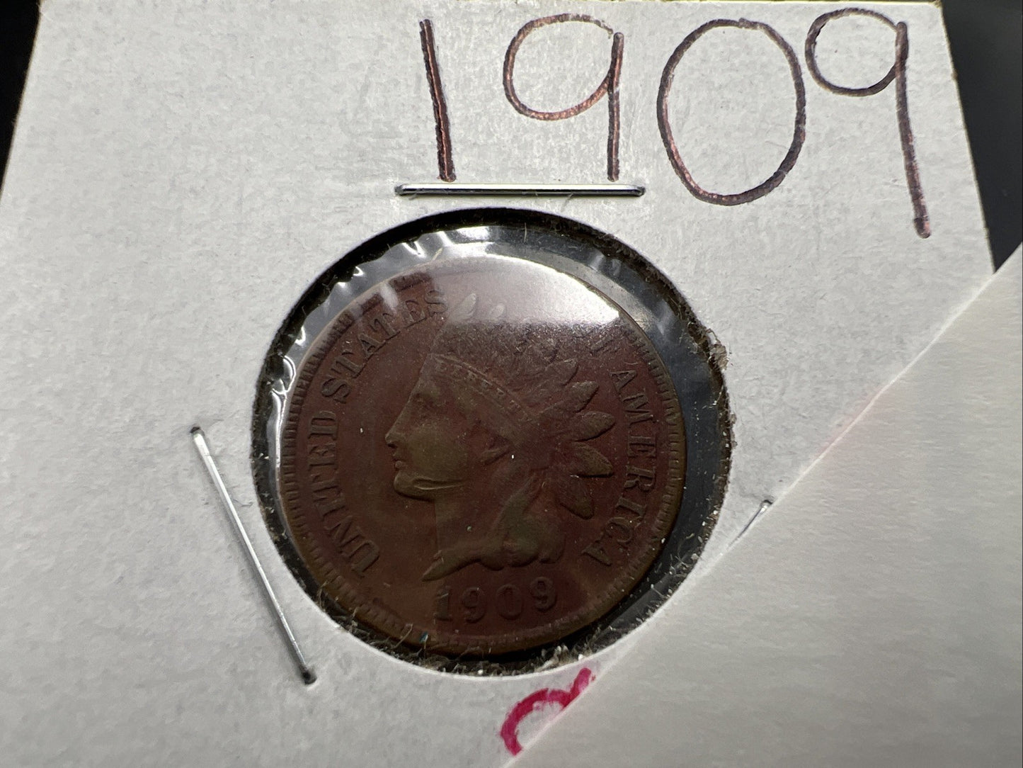 1909 1c Indian Head Cent Coin VG Details Circ SKU#C