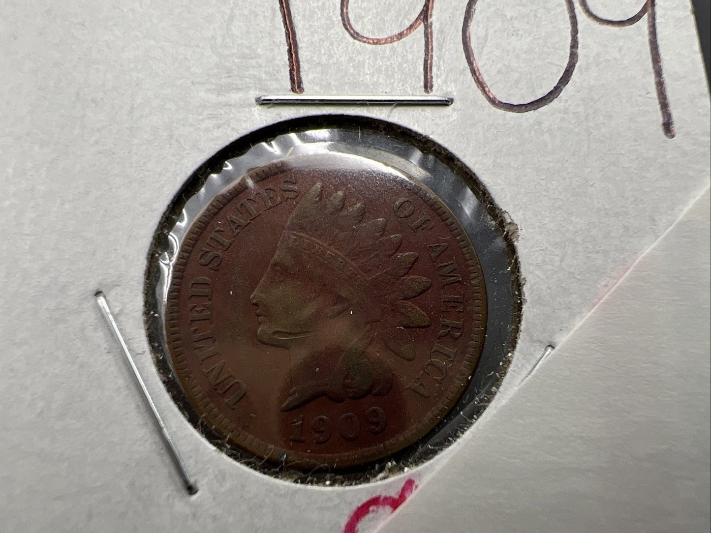 1909 1c Indian Head Cent Coin VG Details Circ SKU#C