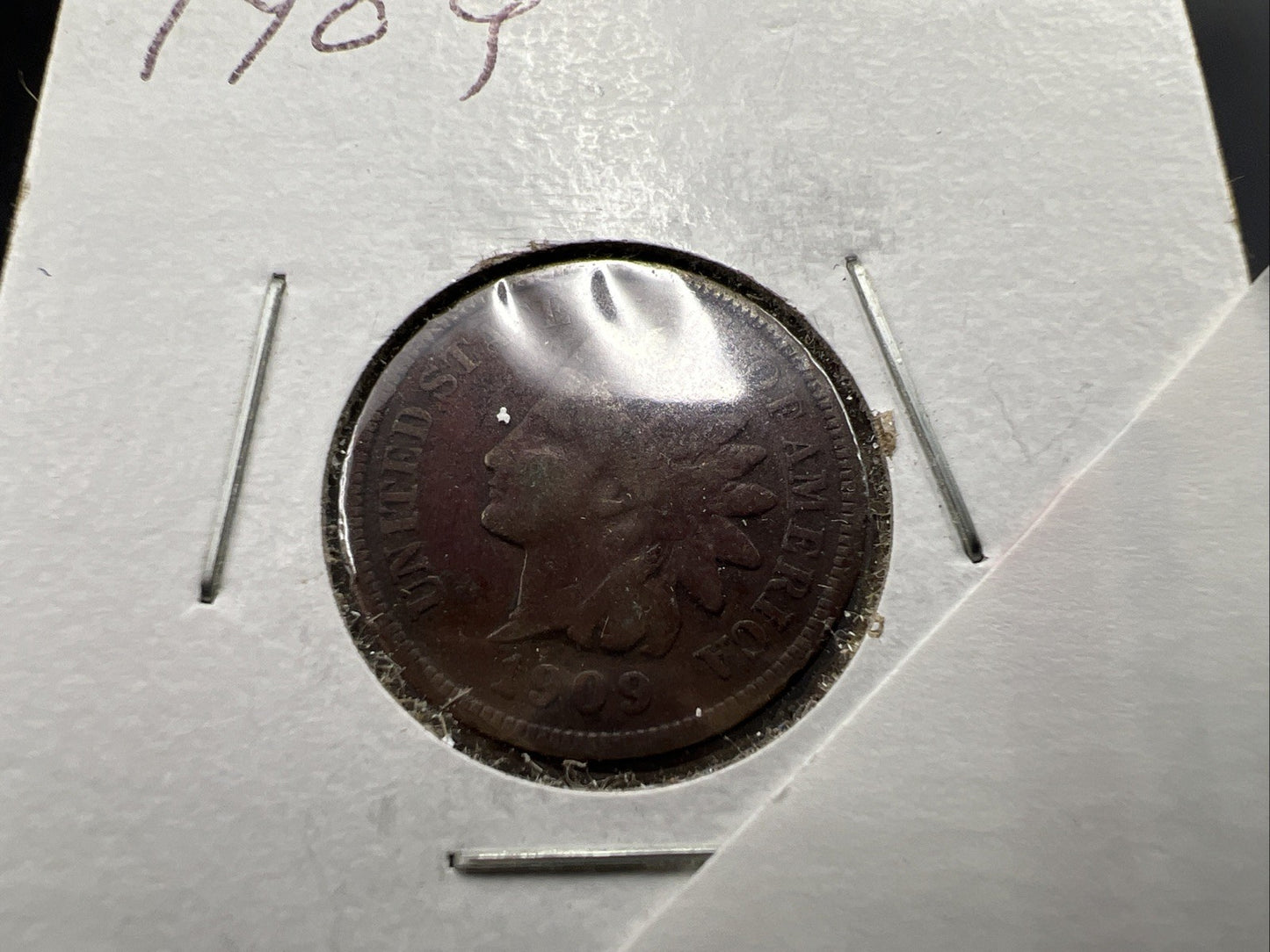 1909 1c Indian Head Cent Coin VG Details Circ SKU#D