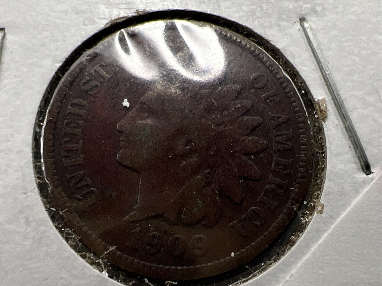 1909 1c Indian Head Cent Coin VG Details Circ SKU#D