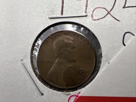 1924 S Lincoln Wheat Cent Penny Choice VF Very Fine / XF (weak Strike) SKU#A