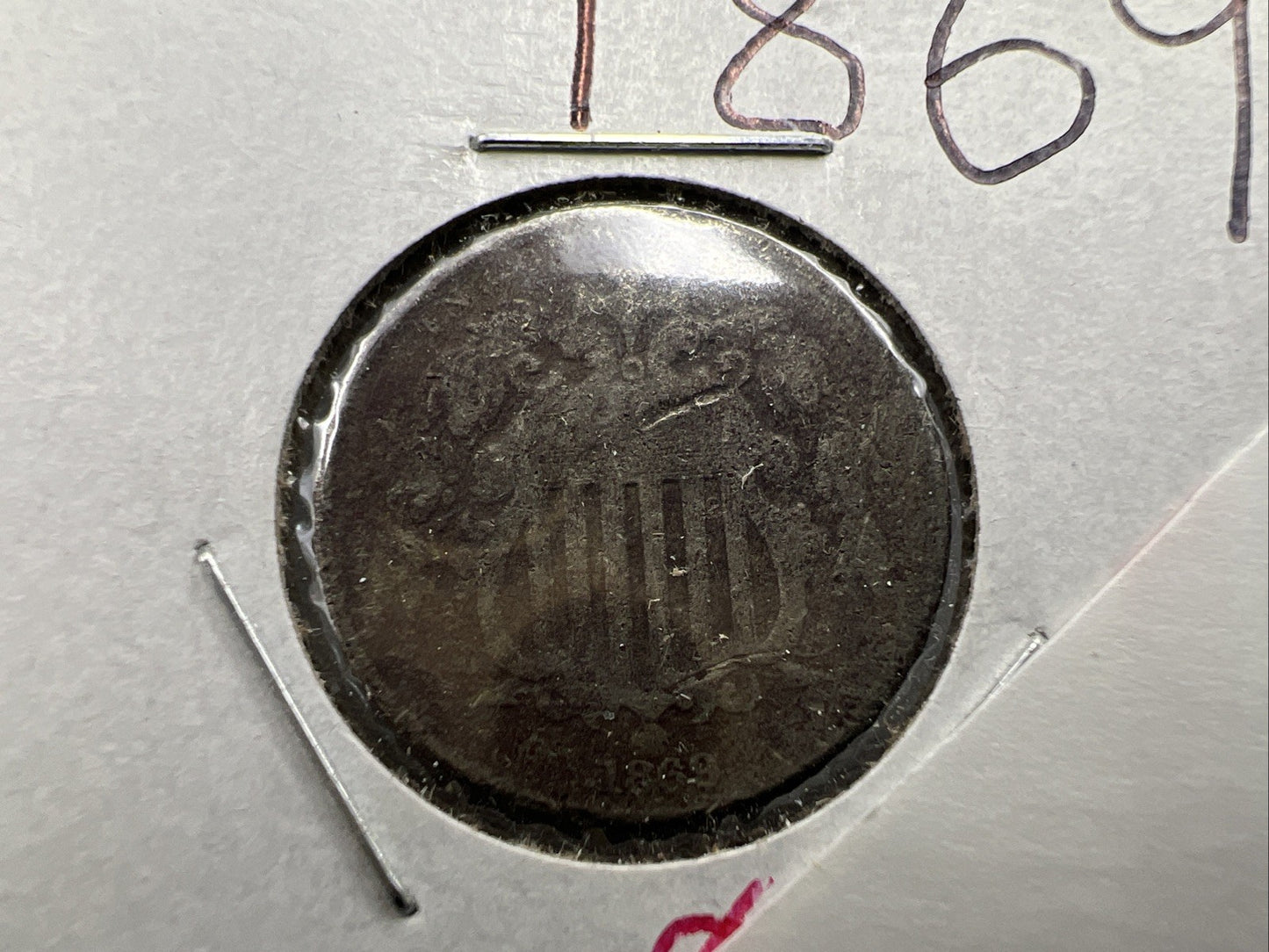 1869 5c Shield Nickel Very Circulated SKU#G