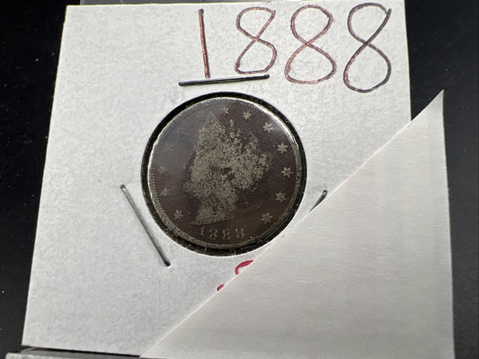 1888 Liberty V Nickel Variety Coin Very Circulated Damaged SKU#A