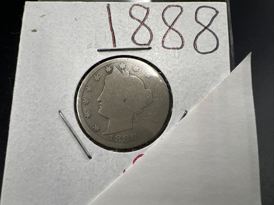 1888 Liberty V Nickel Variety Coin Very Circulated AG / Poor Circ SKU#B