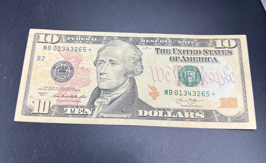 2013 * Star $10 FRN Federal Reserve Note Choice VF Very Fine #265