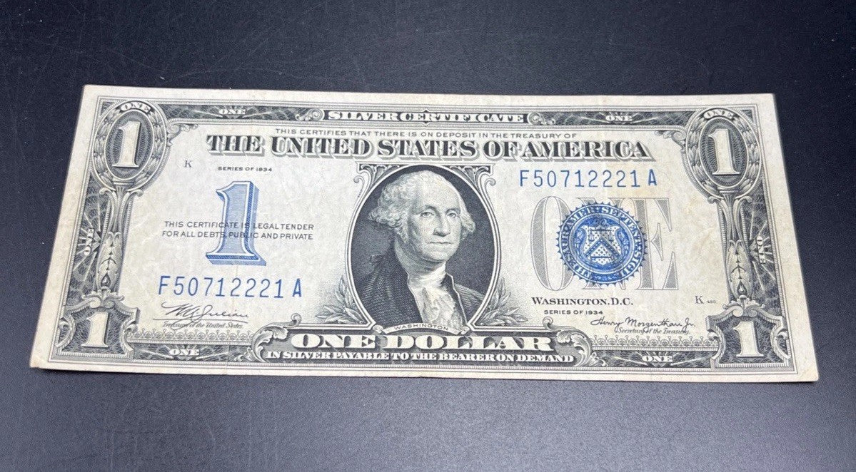 1934 $1 One Dollar Funny Back Silver Certificate Choice Fine / VF Circ #2221