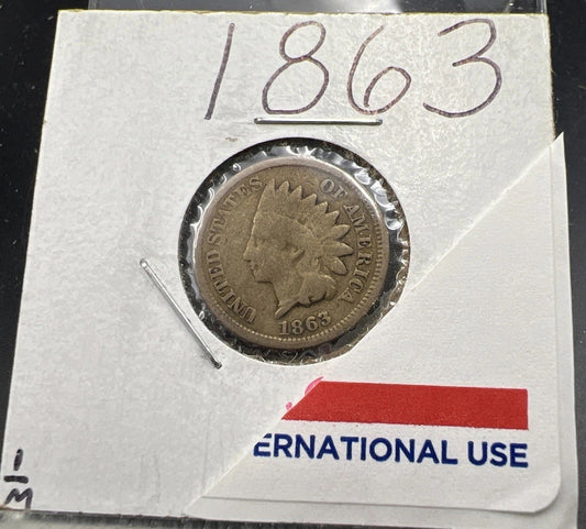 1863 1c Indian One Cent Coin Choice VG Very Good Circ SKU#G