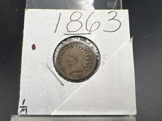 1863 1c Indian One Cent Coin Choice VG Very Good Circ SKU#H