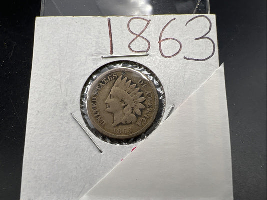 1863 1c Indian One Cent Coin Good / VG SKU#F