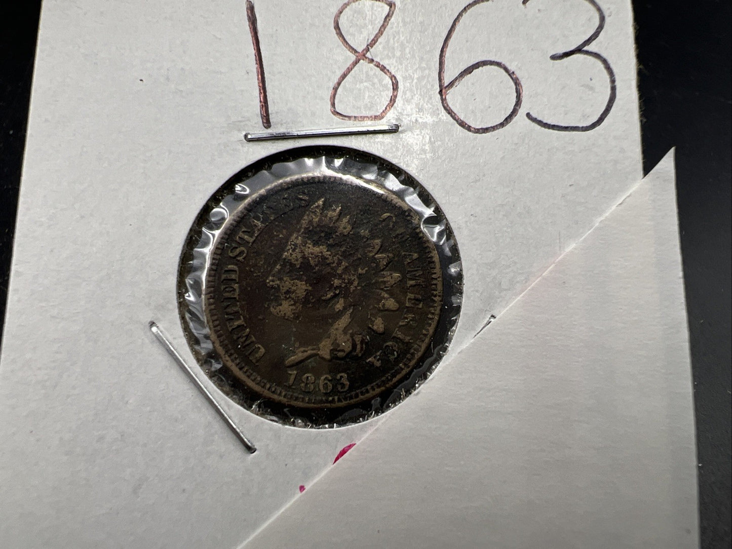 1863 1c Indian One Cent Coin VG Details Damaged Ugly Cull SKU#A