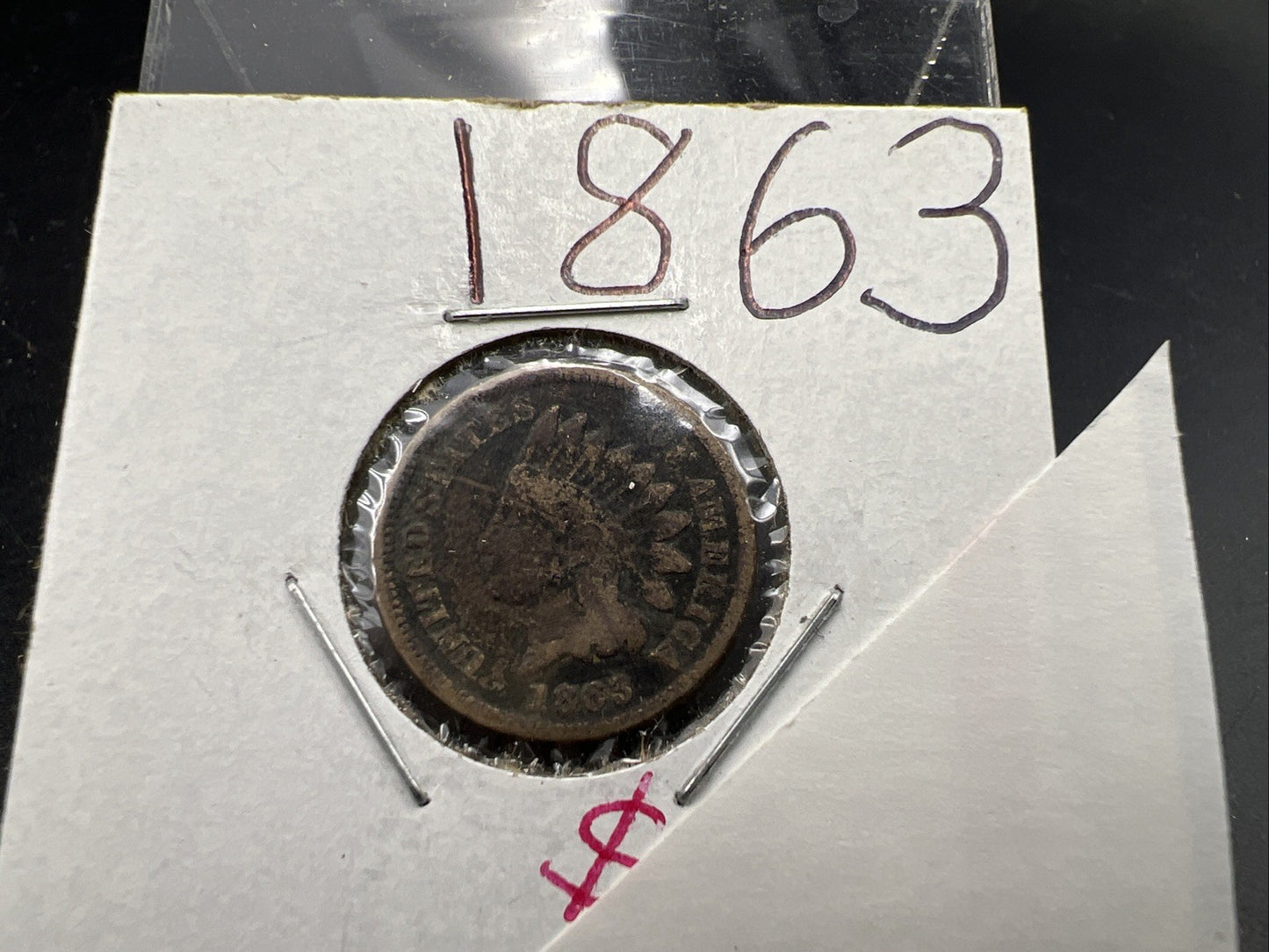 1863 1c Indian One Cent Coin VG Details Damaged Ugly Cull SKU#B