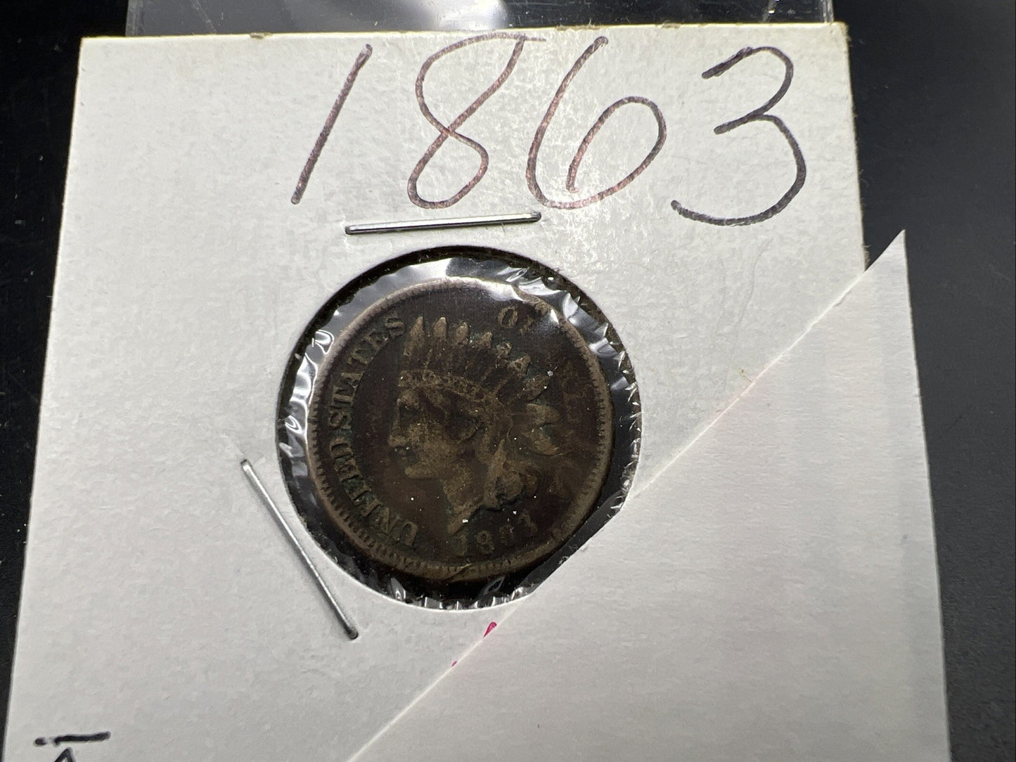 1863 1c Indian One Cent Coin VG Details Damaged Ugly Cull SKU#C