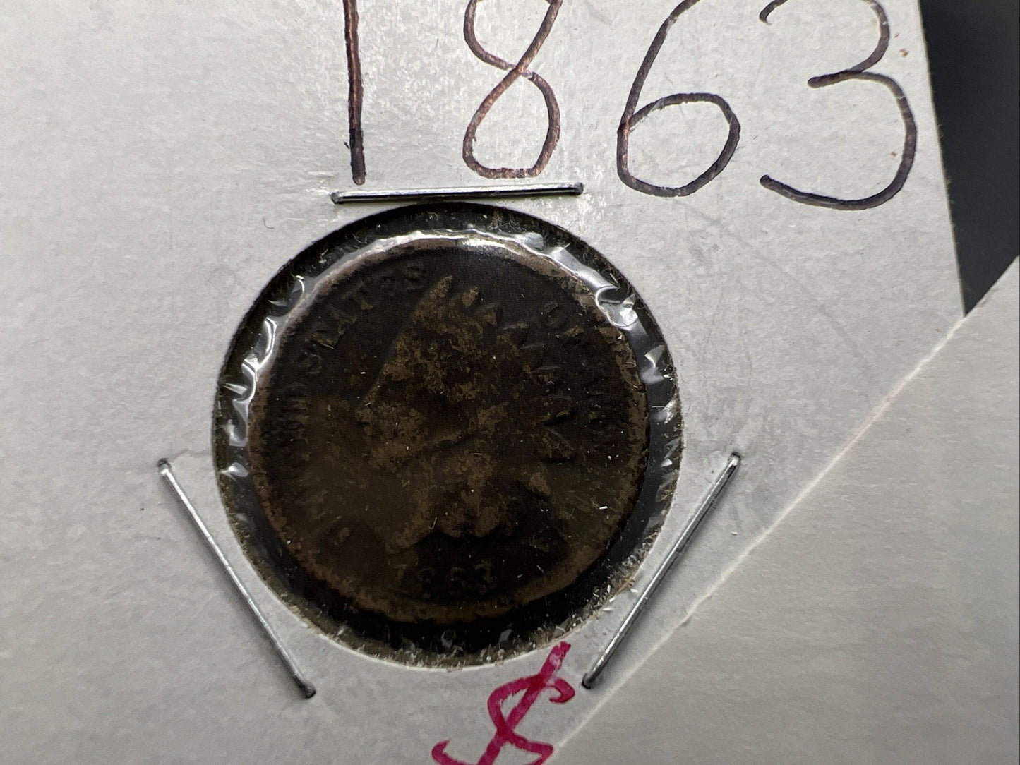 1863 1c Indian One Cent Coin Good Details Damaged Ugly Cull SKU#D