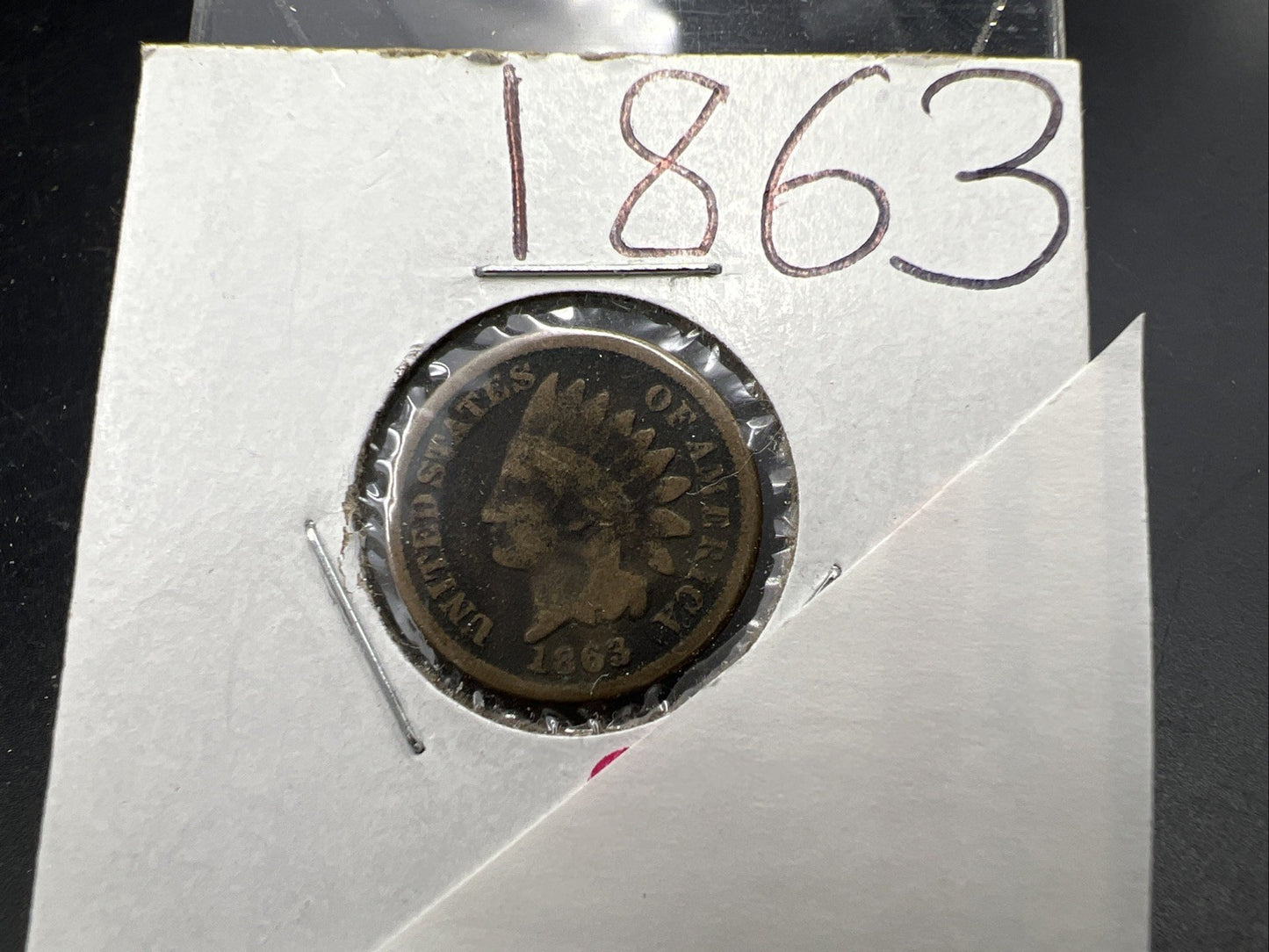 1863 1c Indian One Cent Coin Good Details Damaged Ugly Cull SKU#E