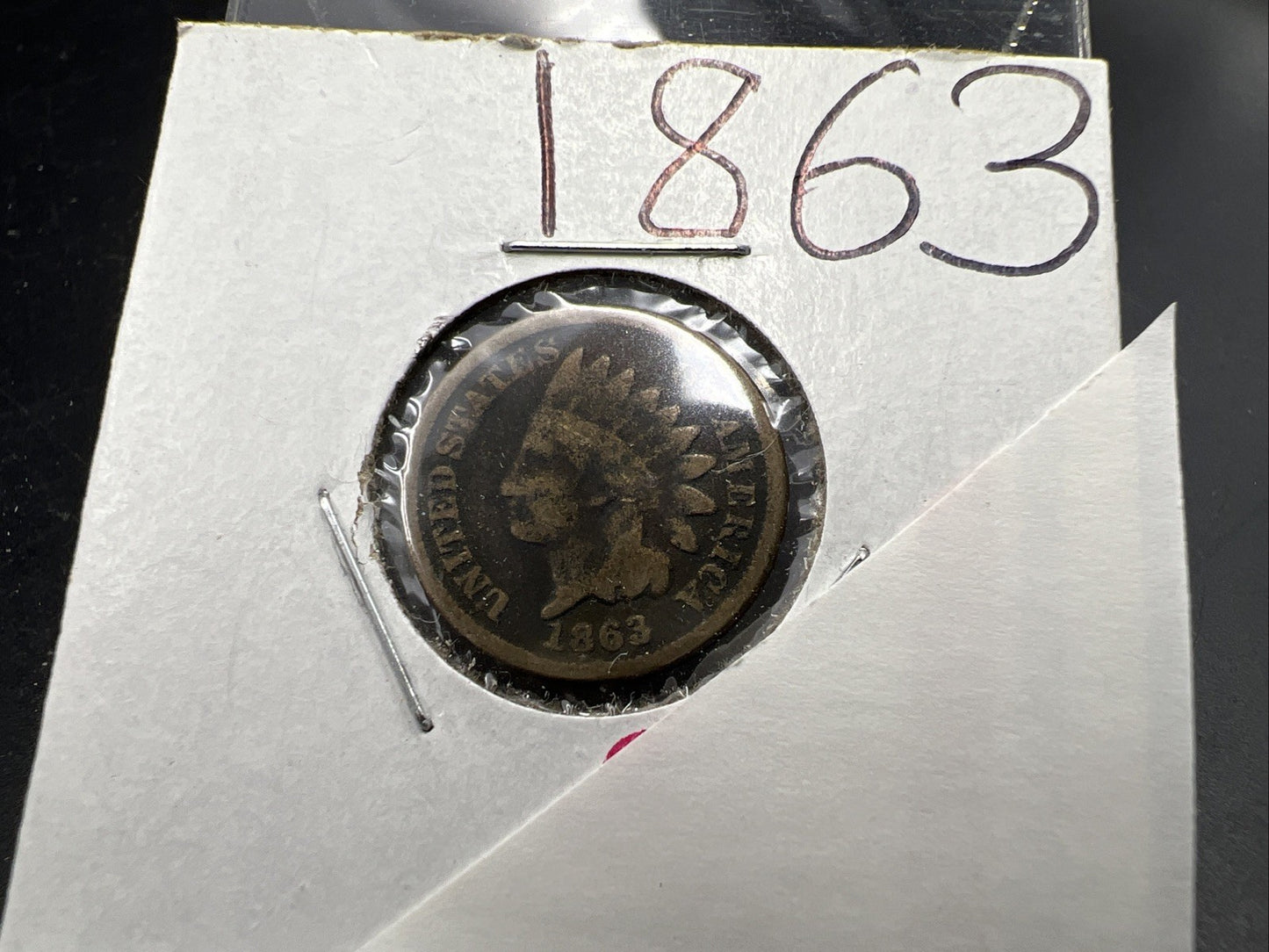 1863 1c Indian One Cent Coin Good Details Damaged Ugly Cull SKU#E