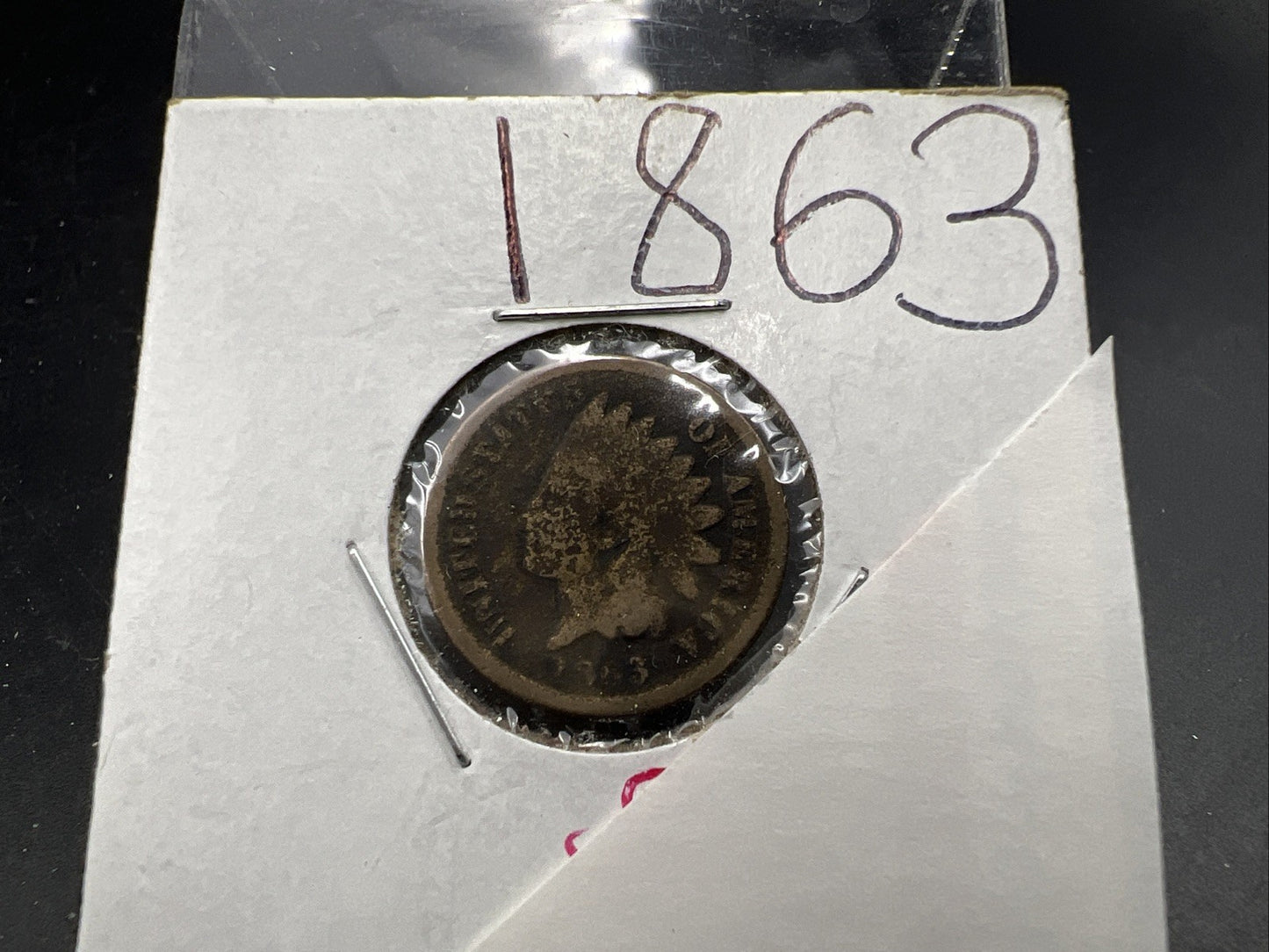 1863 1c Indian One Cent Coin Good Details Damaged Ugly Cull SKU#F