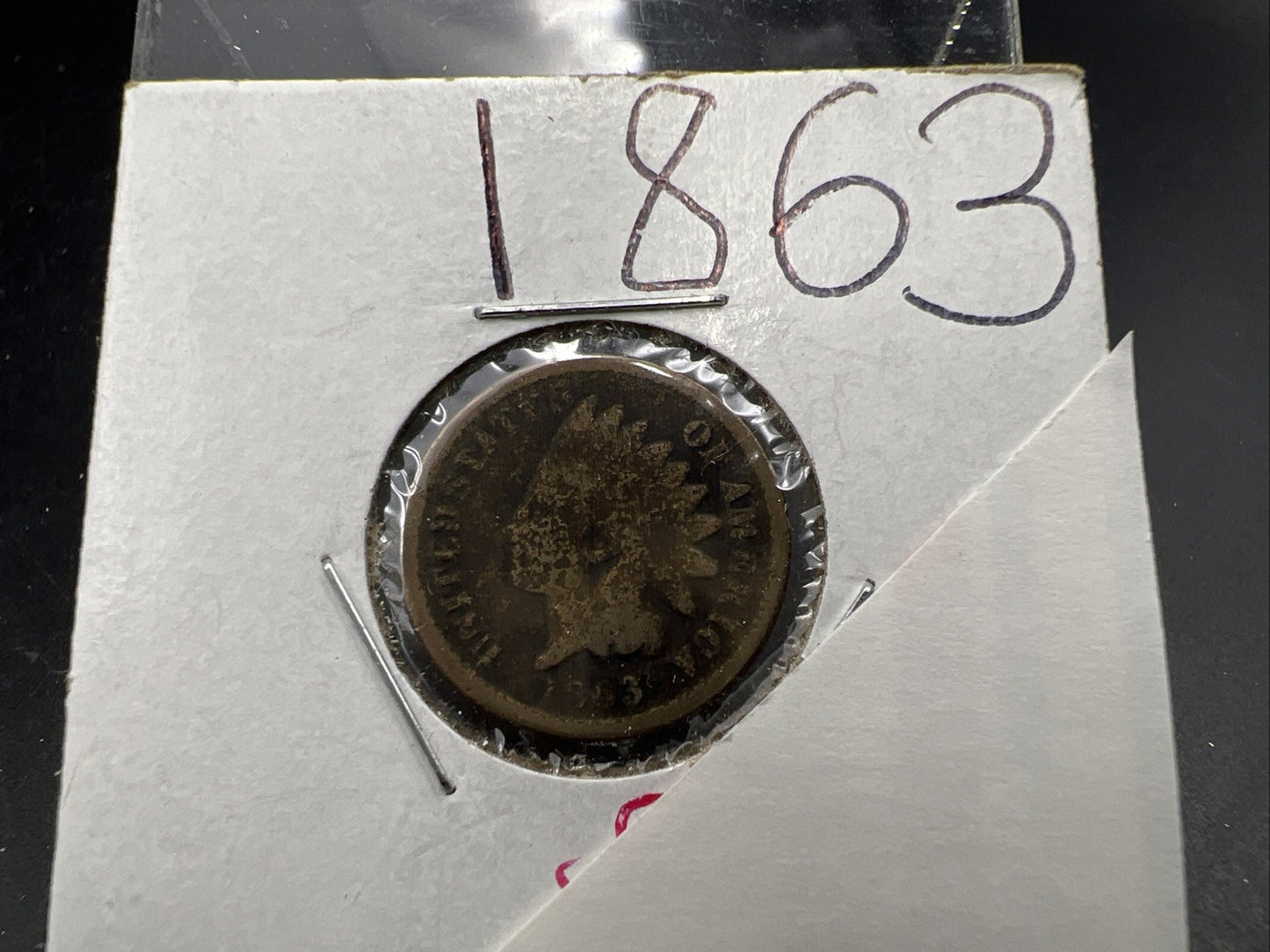 1863 1c Indian One Cent Coin Good Details Damaged Ugly Cull SKU#F