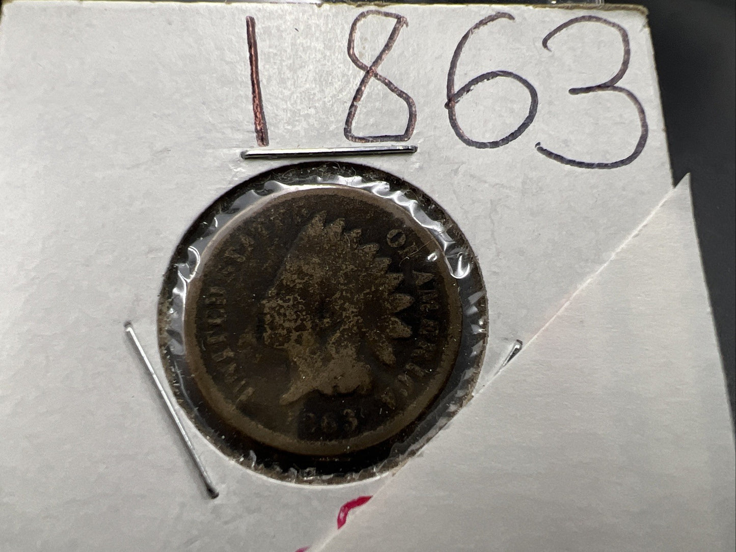 1863 1c Indian One Cent Coin Good Details Damaged Ugly Cull SKU#F