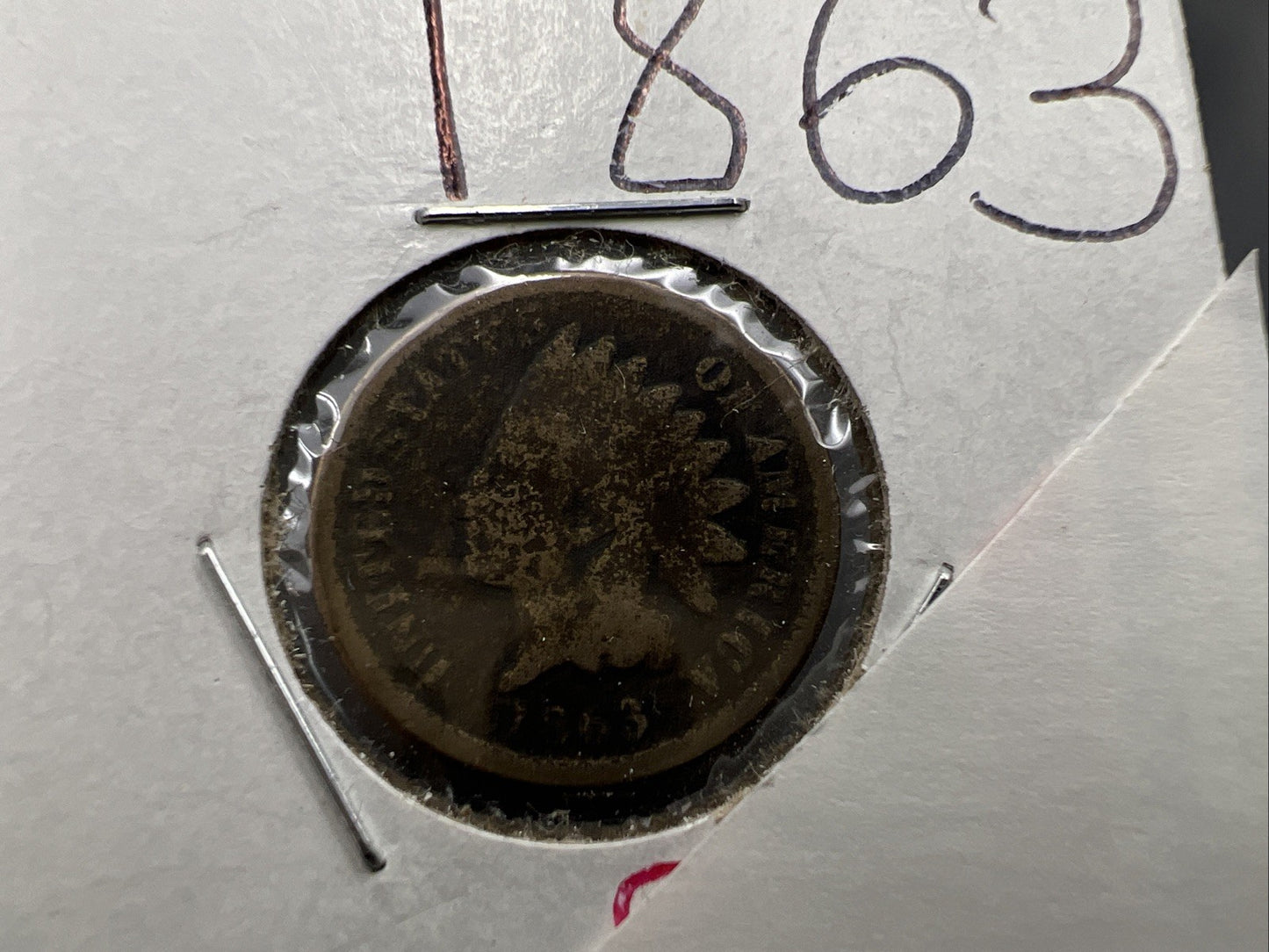 1863 1c Indian One Cent Coin Good Details Damaged Ugly Cull SKU#F