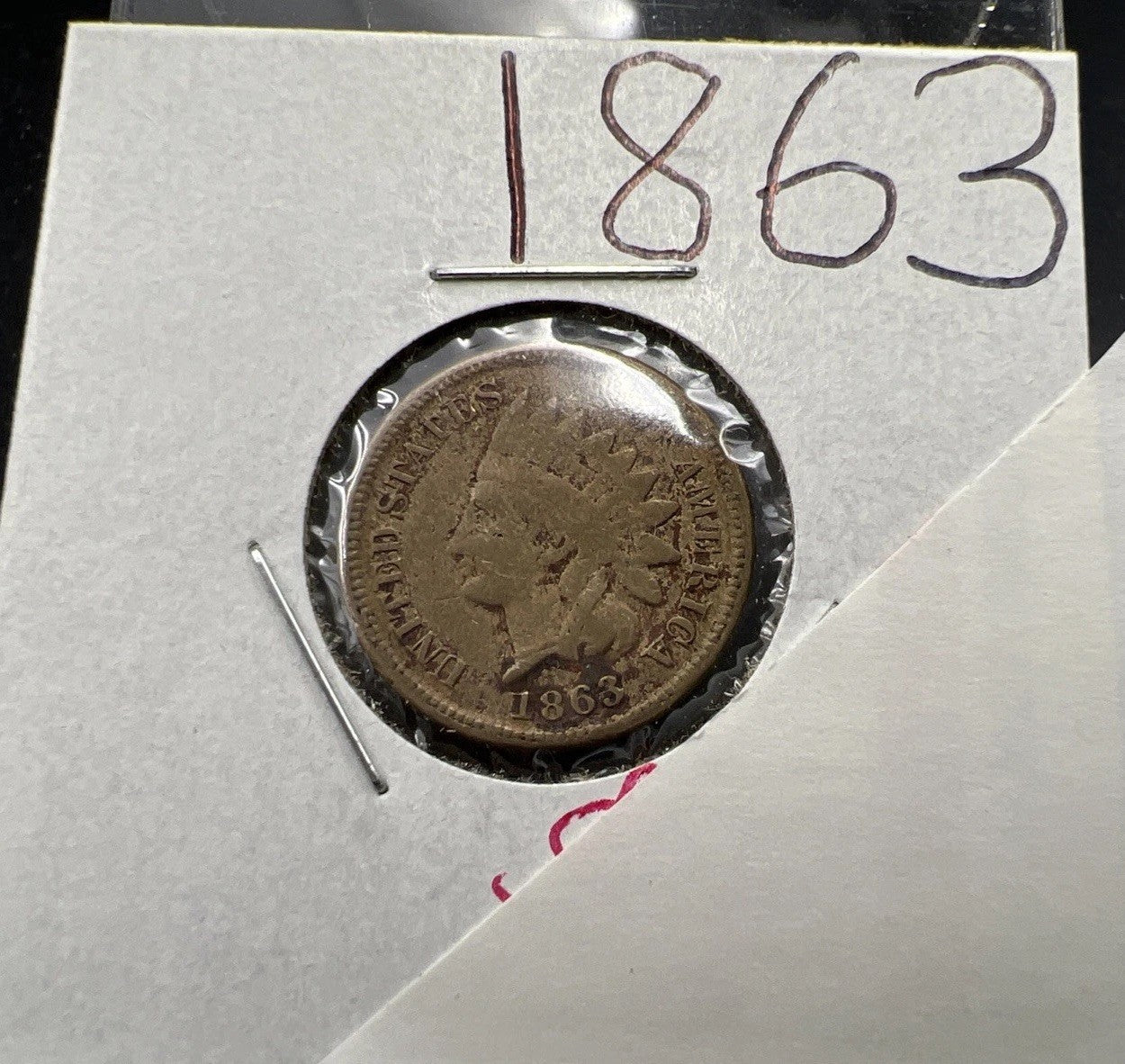 1863 1c Indian One Cent Coin VG Details Damaged Cull SKU#AB