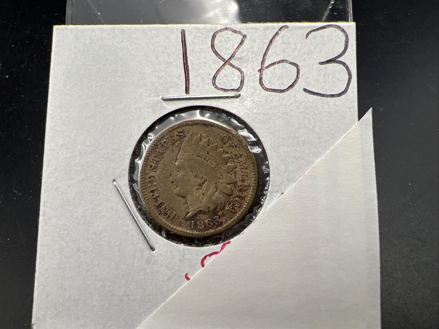 1863 1c Indian One Cent Coin VG Details Damaged Cull SKU#AB