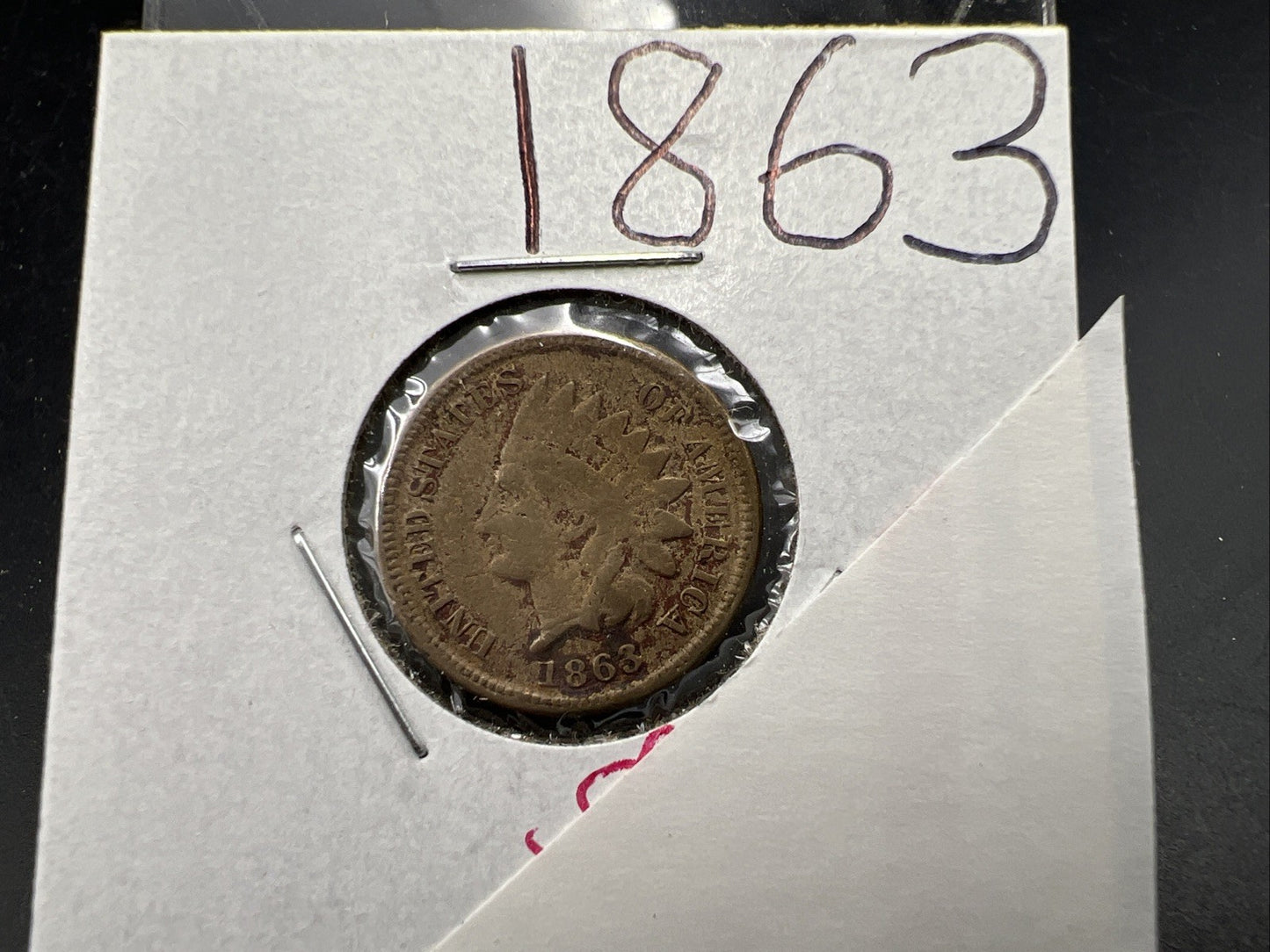 1863 1c Indian One Cent Coin VG Details Damaged Cull SKU#AB