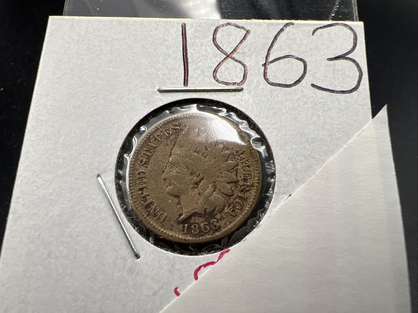 1863 1c Indian One Cent Coin VG Details Damaged Cull SKU#AB
