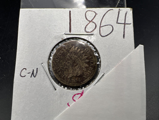 1864 1c Indian One Cent Coin Very Circulated SKU#C Copper Nickel Variety