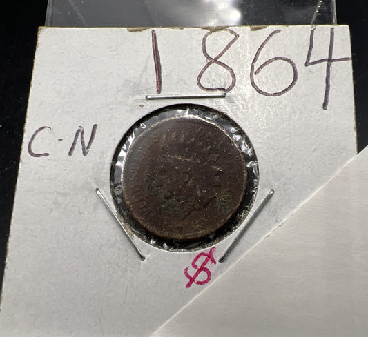 1864 1c Indian One Cent Coin Very Circulated SKU#A Copper Nickel Variety