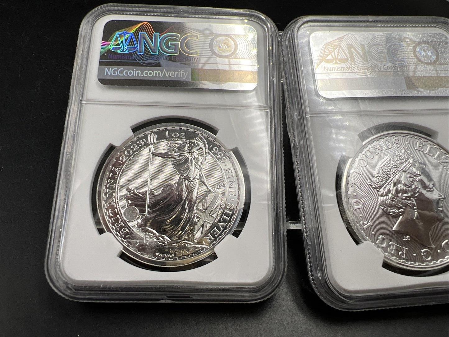 2 Coin Set 2023 Britannia NGC MS69 King Charles III Queen Elizabeth II