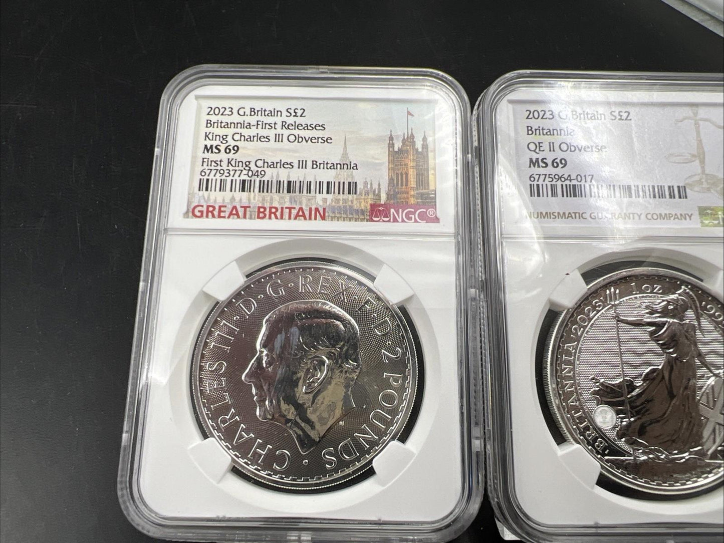 2 Coin Set 2023 Britannia NGC MS69 King Charles III Queen Elizabeth II