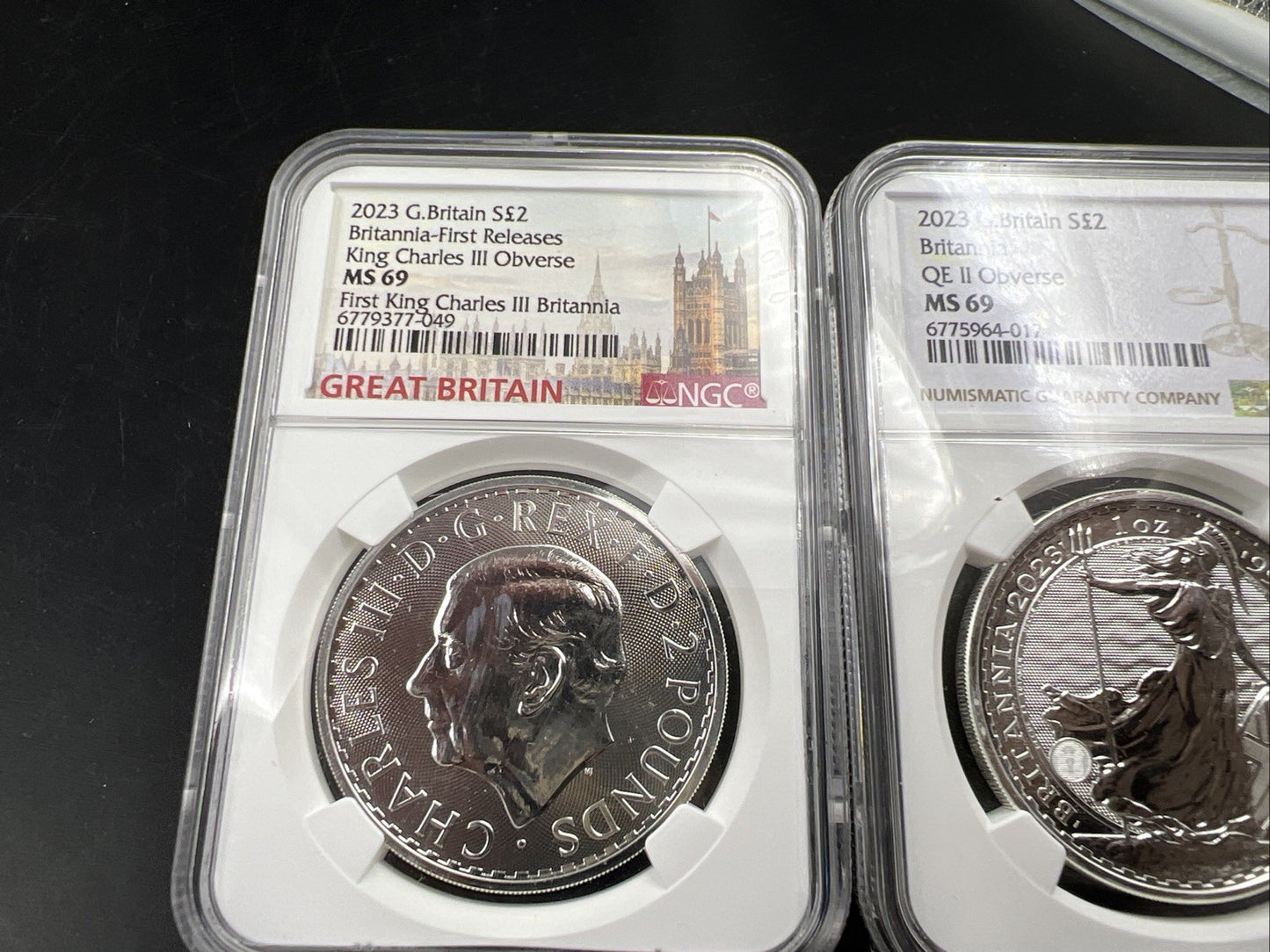2 Coin Set 2023 Britannia NGC MS69 King Charles III Queen Elizabeth II